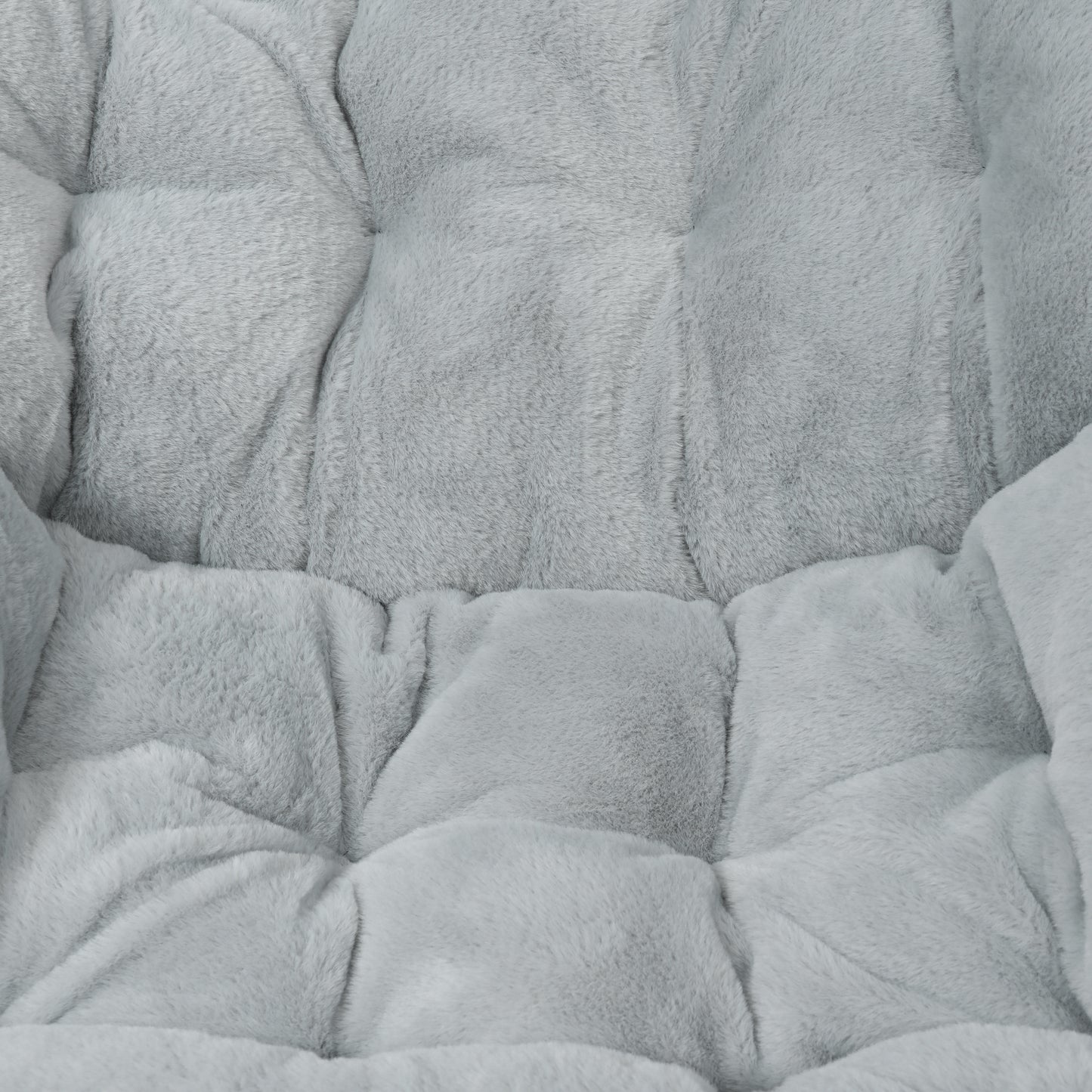 Archer 28" Oversized Portable Faux Fur Folding Saucer Chair for Dorm, Bedroom, Gray Faux Fur/Soft Gold Frame