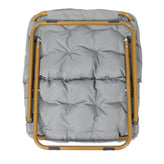Archer 28" Oversized Portable Faux Fur Folding Saucer Chair for Dorm, Bedroom, Gray Faux Fur/Soft Gold Frame