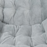 Archer 28" Oversized Portable Faux Fur Folding Saucer Chair for Dorm, Bedroom, Gray Faux Fur/Soft Gold Frame