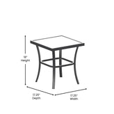 Brazos 3 Piece Outdoor Rocking Chair Bistro Set with Flex Comfort Material and Steel Framed Glass Top Table, Gray/Black