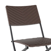 Rouen Three Piece Commercial Grade Foldable Bistro Set, Indoor/Outdoor PE Rattan Back, Seat and Table Top, Brown with Black Steel Frames