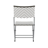 Rouen Three Piece Commercial Grade Foldable Bistro Set, Indoor/Outdoor PE Rattan Back, Seat and Table Top, Gray/White with Charcoal Steel Frame