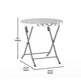 Rouen Three Piece Commercial Grade Foldable Bistro Set, Indoor/Outdoor PE Rattan Back, Seat and Table Top, Gray/White with Charcoal Steel Frame
