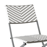 Rouen Three Piece Commercial Grade Foldable Bistro Set, Indoor/Outdoor PE Rattan Back, Seat and Table Top, Gray/White with Charcoal Steel Frame