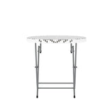 Rouen Three Piece Commercial Grade Foldable Bistro Set, Indoor/Outdoor PE Rattan Back, Seat and Table Top, Gray/White with Charcoal Steel Frame