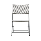 Rouen Three Piece Commercial Grade Foldable Bistro Set, Indoor/Outdoor PE Rattan Back, Seat and Table Top, Gray/White with Charcoal Steel Frame