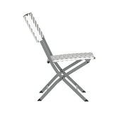 Rouen Three Piece Commercial Grade Foldable Bistro Set, Indoor/Outdoor PE Rattan Back, Seat and Table Top, Gray/White with Charcoal Steel Frame