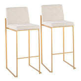 Fuji High Back 30" Fixed-Height Barstool - Set of 2