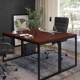Modern Commercial Grade Desk Industrial Style Computer Desk Sturdy Home Office Desk - 55" Length-Mahogany