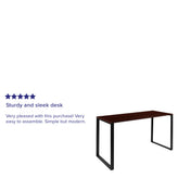 Modern Commercial Grade Desk Industrial Style Computer Desk Sturdy Home Office Desk - 55" Length-Mahogany