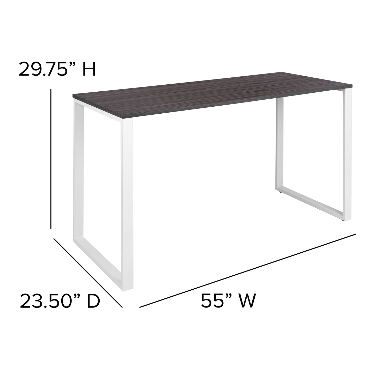 Kimberly Modern Commercial Grade Desk Industrial Style Computer Desk Sturdy Home Office Desk - 55"L - Rustic Gray
