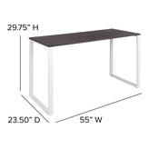 Kimberly Modern Commercial Grade Desk Industrial Style Computer Desk Sturdy Home Office Desk - 55"L - Rustic Gray