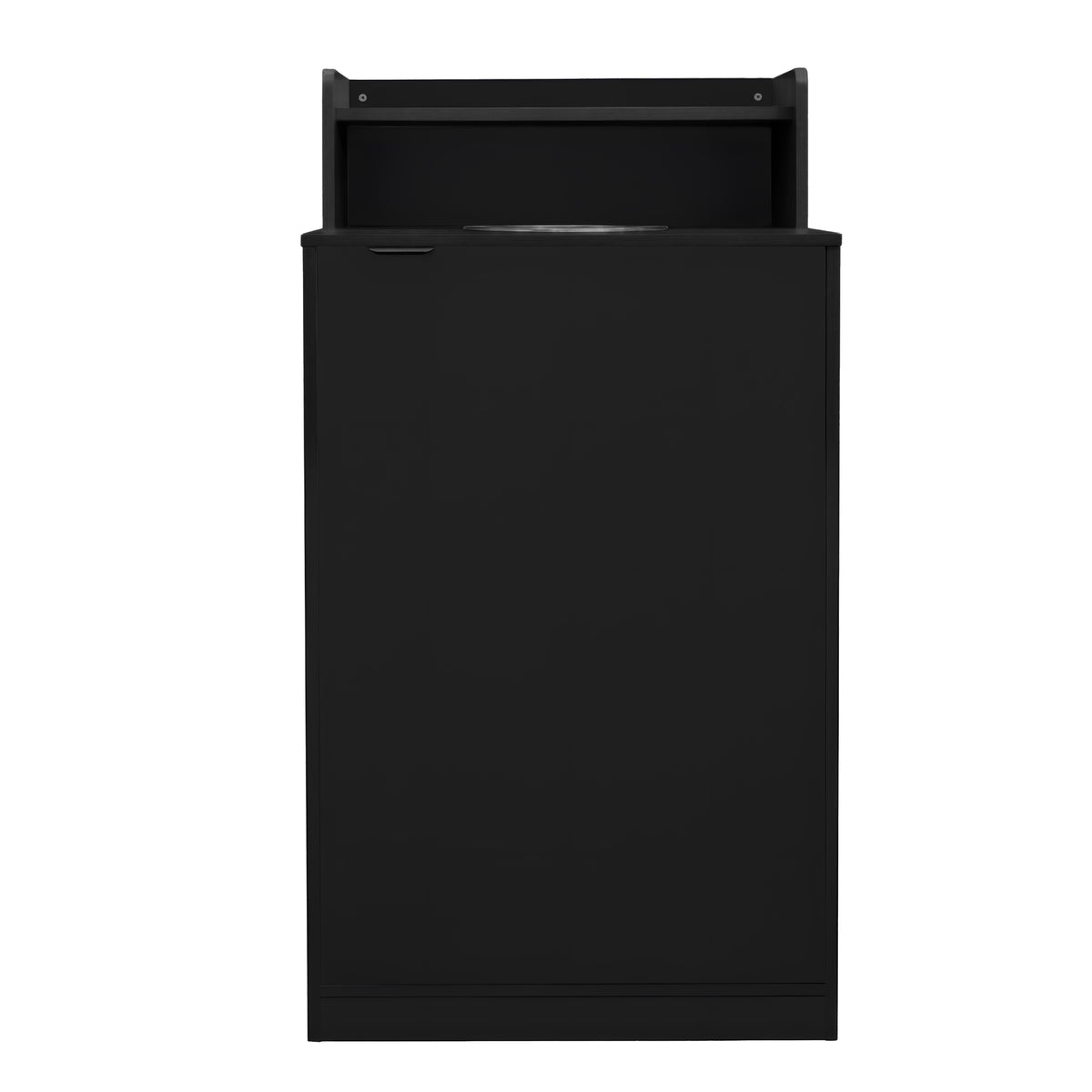 Dell Commercial Grade Trash Receptacle Enclosure for 32 Gallon Trash Cans with 8" Drop Hole and Upper Tray Shelf in Black