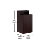 Dell Commercial Grade Trash Receptacle Enclosure for 32 Gallon Trash Cans with 8" Drop Hole and Upper Tray Shelf in Mahogany