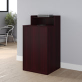 Dell Commercial Grade Trash Receptacle Enclosure for 32 Gallon Trash Cans with 8" Drop Hole and Upper Tray Shelf in Mahogany