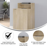 Dell Commercial Grade Trash Receptacle Enclosure for 32 Gallon Trash Cans with 8" Drop Hole and Upper Tray Shelf in Oak