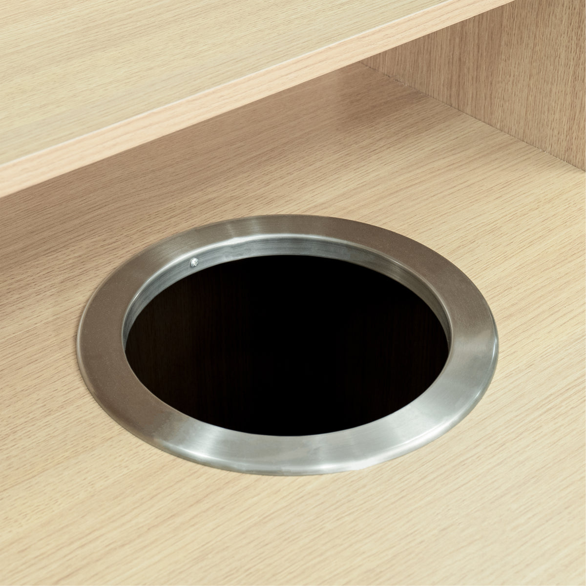 Dell Commercial Grade Trash Receptacle Enclosure for 32 Gallon Trash Cans with 8" Drop Hole and Upper Tray Shelf in Oak