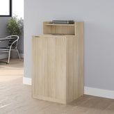 Dell Commercial Grade Trash Receptacle Enclosure for 32 Gallon Trash Cans with 8" Drop Hole and Upper Tray Shelf in Oak