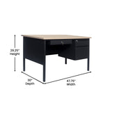 Cambridge Commercial Grade 30x48 Right Side Single Pedestal Desk with 3 Locking Drawers, White Oak Top and Black Frame
