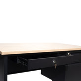 Cambridge Commercial Grade 30x48 Right Side Single Pedestal Desk with 3 Locking Drawers, White Oak Top and Black Frame