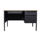 Cambridge Commercial Grade 30x48 Right Side Single Pedestal Desk with 3 Locking Drawers, White Oak Top and Black Frame
