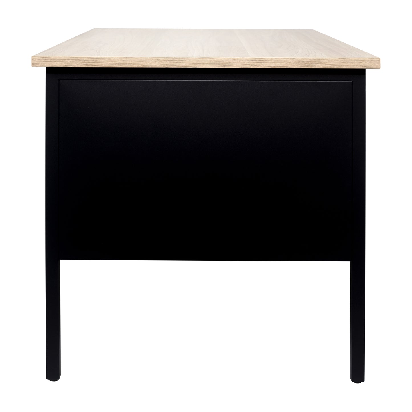 Cambridge Commercial Grade 30x48 Right Side Single Pedestal Desk with 3 Locking Drawers, White Oak Top and Black Frame