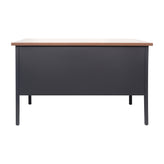 Cambridge Commercial Grade 30x48 Right Side Single Pedestal Desk with 3 Locking Drawers, Walnut Top and Black Frame