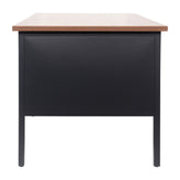 Cambridge Commercial Grade 30x48 Right Side Single Pedestal Desk with 3 Locking Drawers, Walnut Top and Black Frame