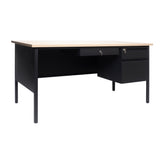 Cambridge Commercial Grade 30x60 Right Side Single Pedestal Desk with 3 Locking Drawers, White Oak Top and Black Frame