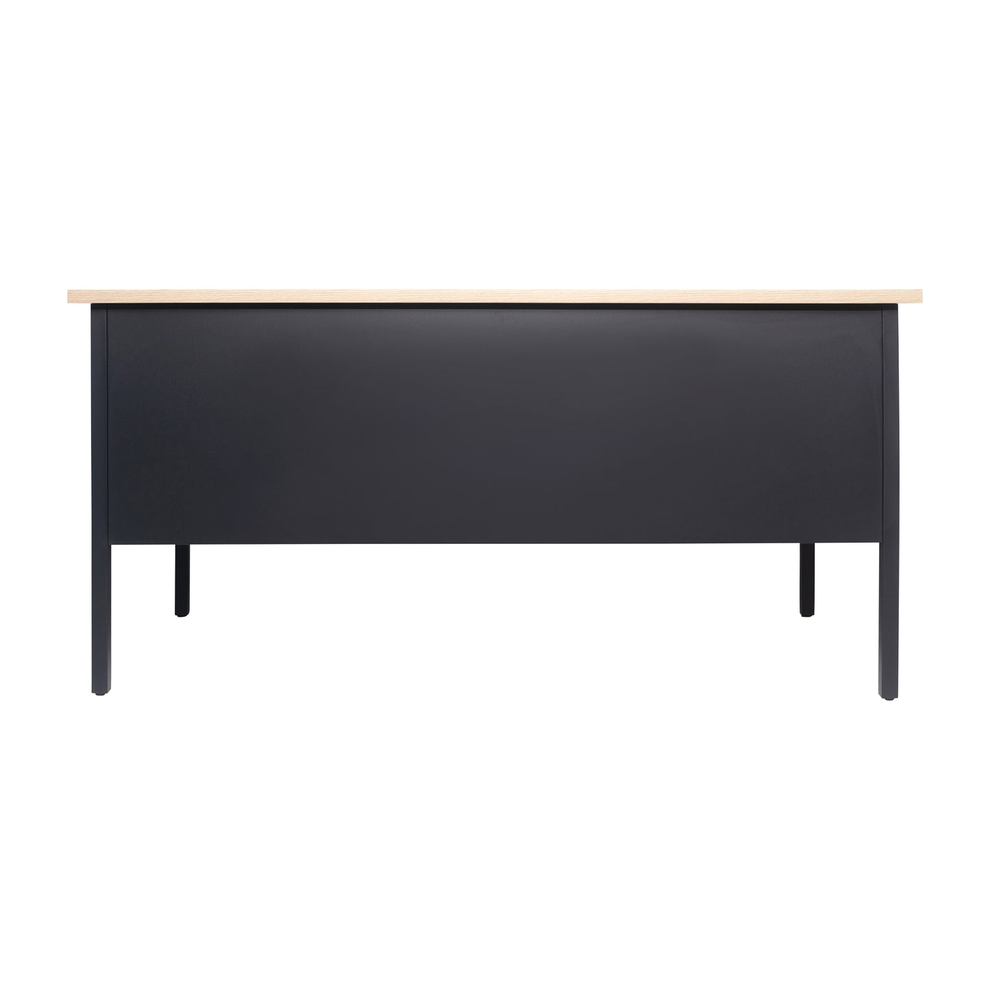 Cambridge Commercial Grade 30x60 Right Side Single Pedestal Desk with 3 Locking Drawers, White Oak Top and Black Frame