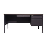 Cambridge Commercial Grade 30x60 Right Side Single Pedestal Desk with 3 Locking Drawers, White Oak Top and Black Frame