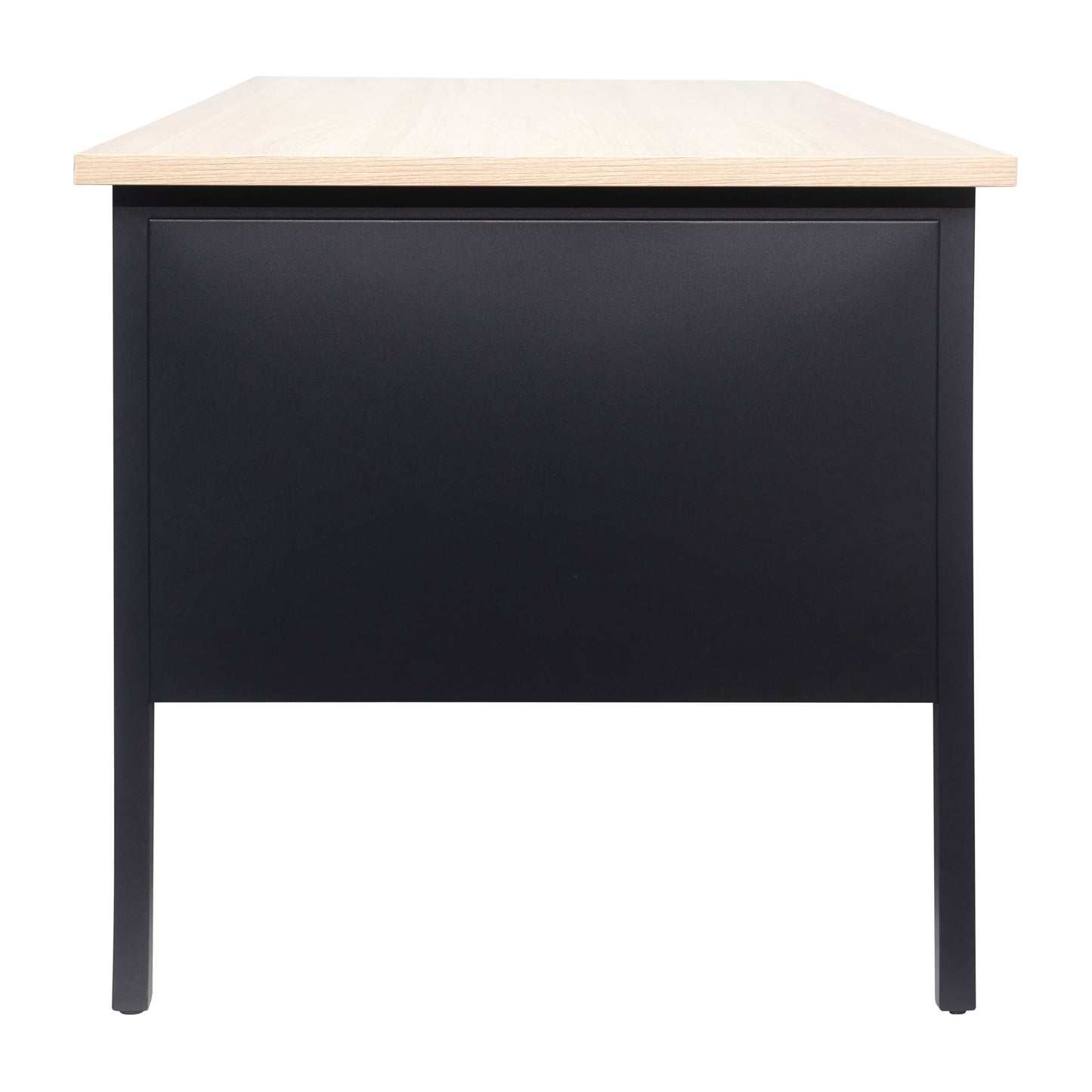 Cambridge Commercial Grade 30x60 Right Side Single Pedestal Desk with 3 Locking Drawers, White Oak Top and Black Frame