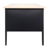 Cambridge Commercial Grade 30x60 Right Side Single Pedestal Desk with 3 Locking Drawers, White Oak Top and Black Frame