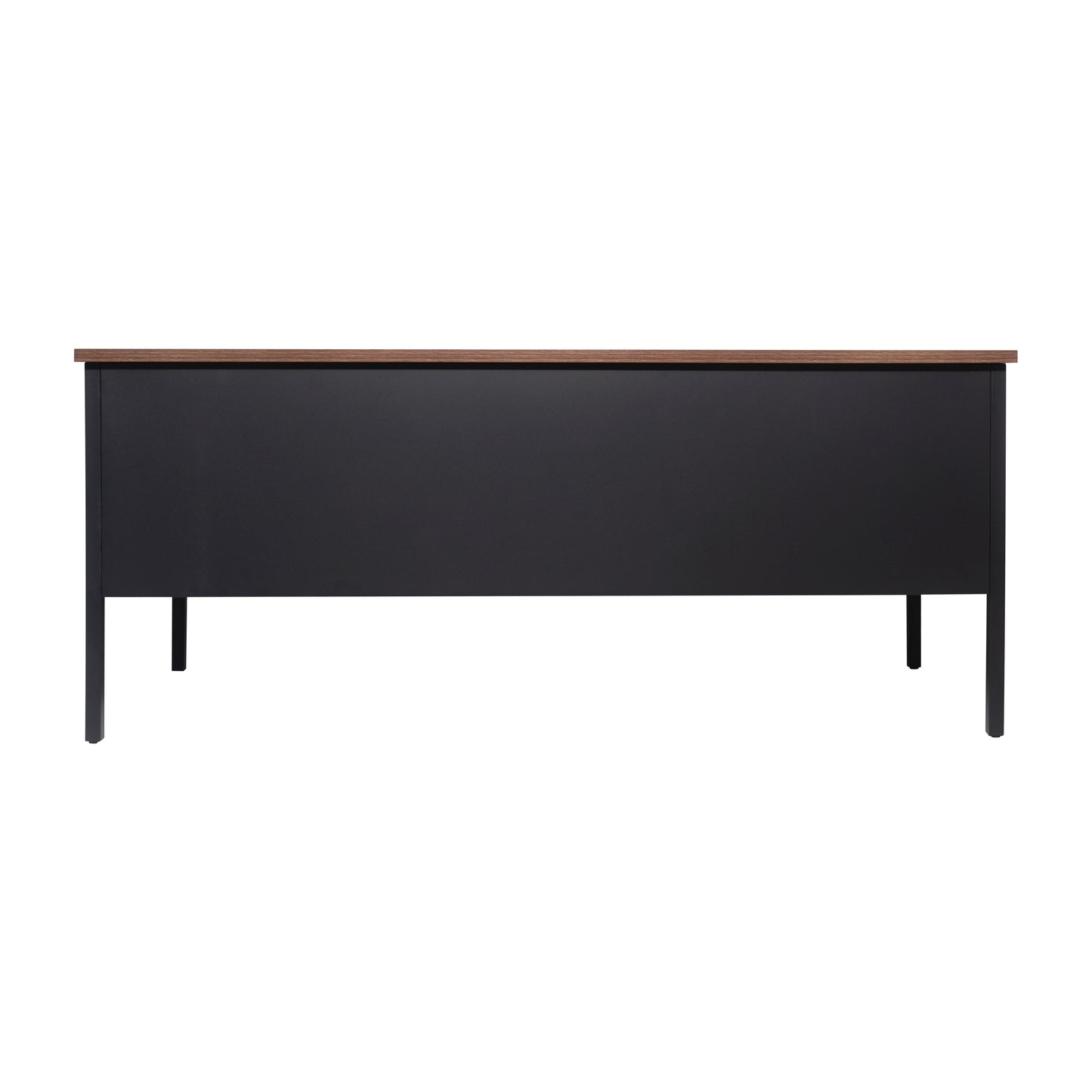 Cambridge Commercial Grade 30x60 Right Side Single Pedestal Desk with 3 Locking Drawers, Walnut Top and Black Frame