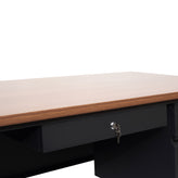 Cambridge Commercial Grade 30x60 Right Side Single Pedestal Desk with 3 Locking Drawers, Walnut Top and Black Frame