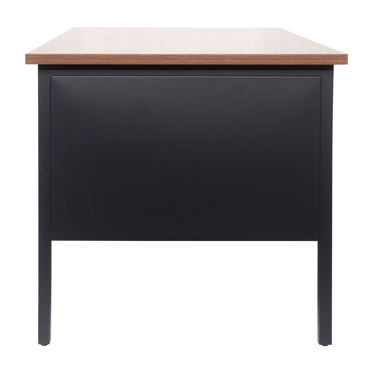 Cambridge Commercial Grade 30x60 Right Side Single Pedestal Desk with 3 Locking Drawers, Walnut Top and Black Frame