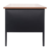 Cambridge Commercial Grade 30x60 Right Side Single Pedestal Desk with 3 Locking Drawers, Walnut Top and Black Frame
