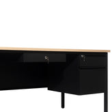Cambridge Commercial Grade 30x70 Right Side Single Pedestal Desk with 3 Locking Drawers, White Oak Top and Black Frame
