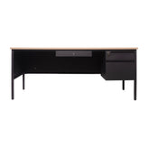 Cambridge Commercial Grade 30x70 Right Side Single Pedestal Desk with 3 Locking Drawers, White Oak Top and Black Frame