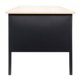 Cambridge Commercial Grade 30x70 Right Side Single Pedestal Desk with 3 Locking Drawers, White Oak Top and Black Frame