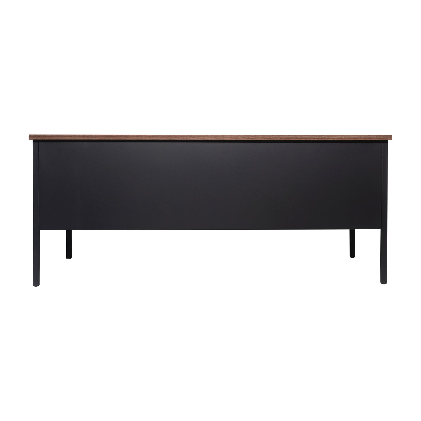 Cambridge Commercial Grade 30x70 Right Side Single Pedestal Desk with 3 Locking Drawers, Walnut Top and Black Frame