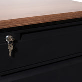 Cambridge Commercial Grade 30x70 Right Side Single Pedestal Desk with 3 Locking Drawers, Walnut Top and Black Frame
