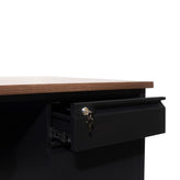 Cambridge Commercial Grade 30x70 Right Side Single Pedestal Desk with 3 Locking Drawers, Walnut Top and Black Frame