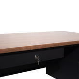 Cambridge Commercial Grade 30x70 Right Side Single Pedestal Desk with 3 Locking Drawers, Walnut Top and Black Frame
