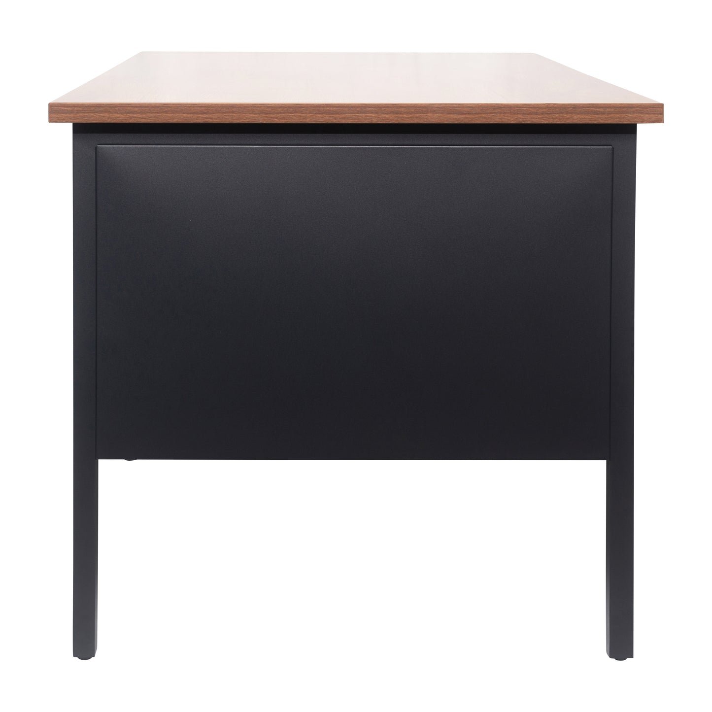 Cambridge Commercial Grade 30x70 Right Side Single Pedestal Desk with 3 Locking Drawers, Walnut Top and Black Frame
