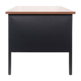 Cambridge Commercial Grade 30x70 Right Side Single Pedestal Desk with 3 Locking Drawers, Walnut Top and Black Frame