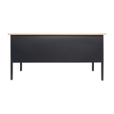 Cambridge Commercial Grade 30x60 Double Pedestal Desk with 5 Locking Drawers, White Oak Top and Black Frame