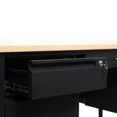 Cambridge Commercial Grade 30x60 Double Pedestal Desk with 5 Locking Drawers, White Oak Top and Black Frame