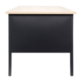 Cambridge Commercial Grade 30x60 Double Pedestal Desk with 5 Locking Drawers, White Oak Top and Black Frame