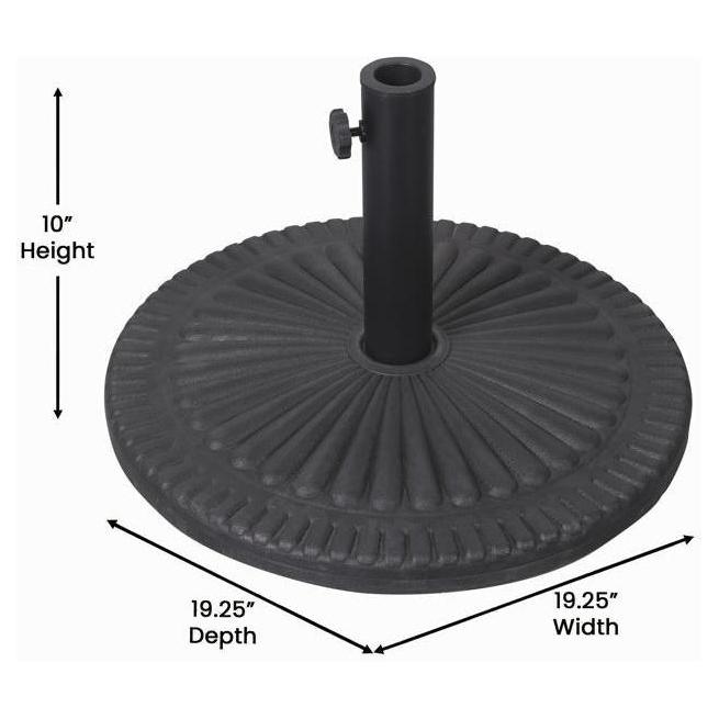 Kona Universal Black Cement Patio Umbrella Base with Sunburst Pattern